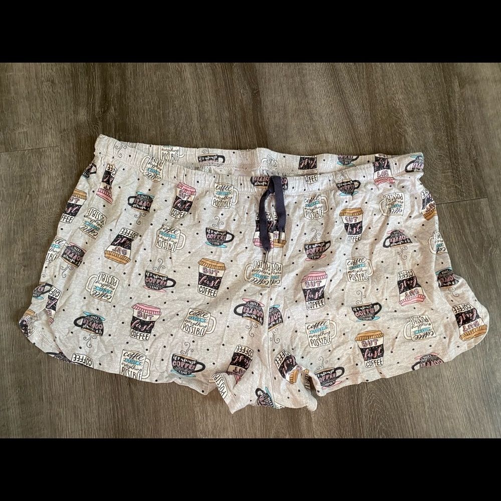 Cute coffee pattern pajama shorts